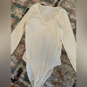 Cream ribbed bodysuit